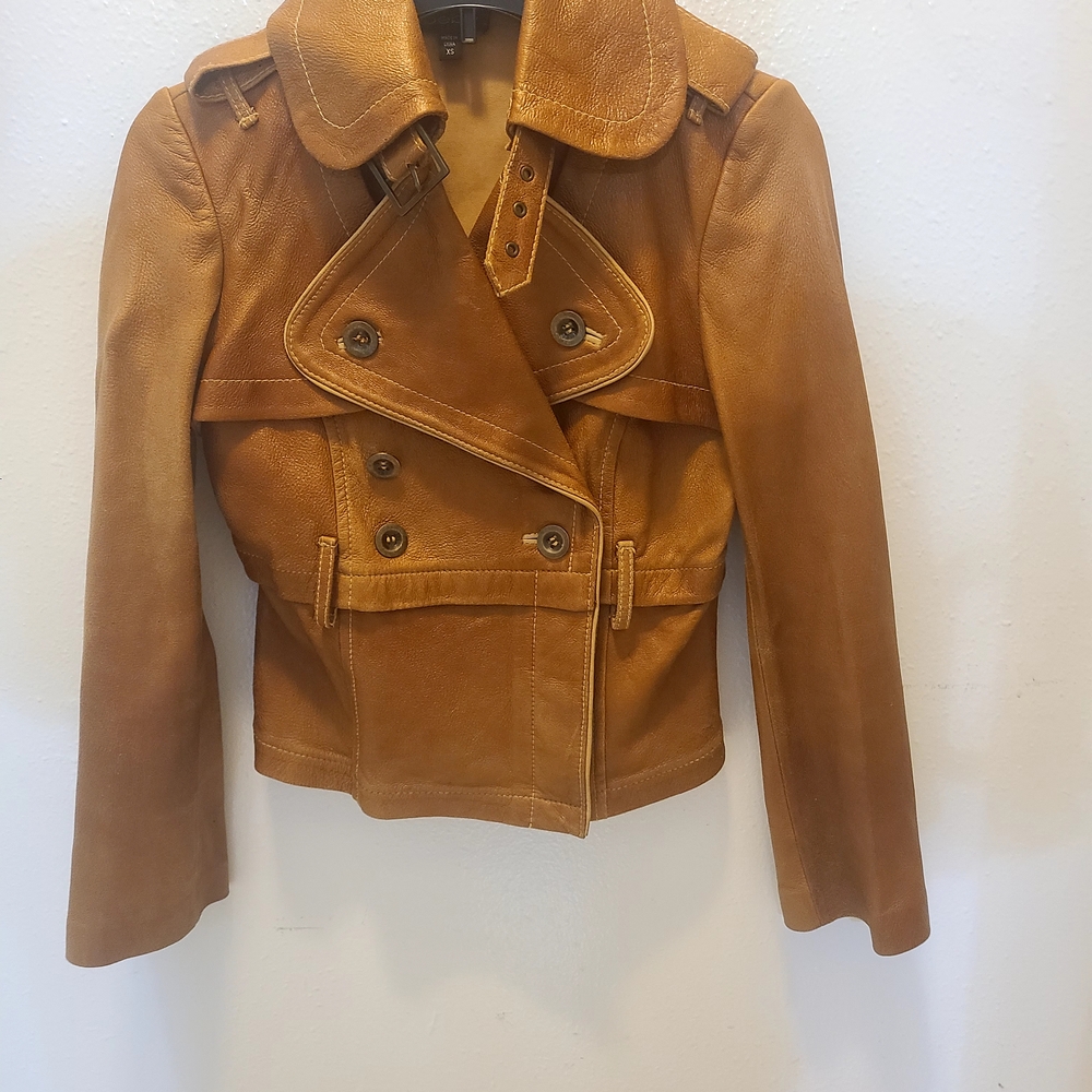 bebe Tan Double-Breasted Trench Coat
